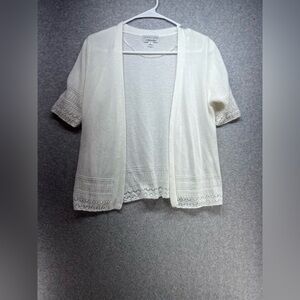 Robbie Bee Cream Lace Accent Cardigan